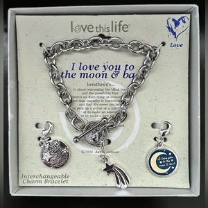 Love This Life βI love you to the moon & backβ Interchangeable Charm Bracelet